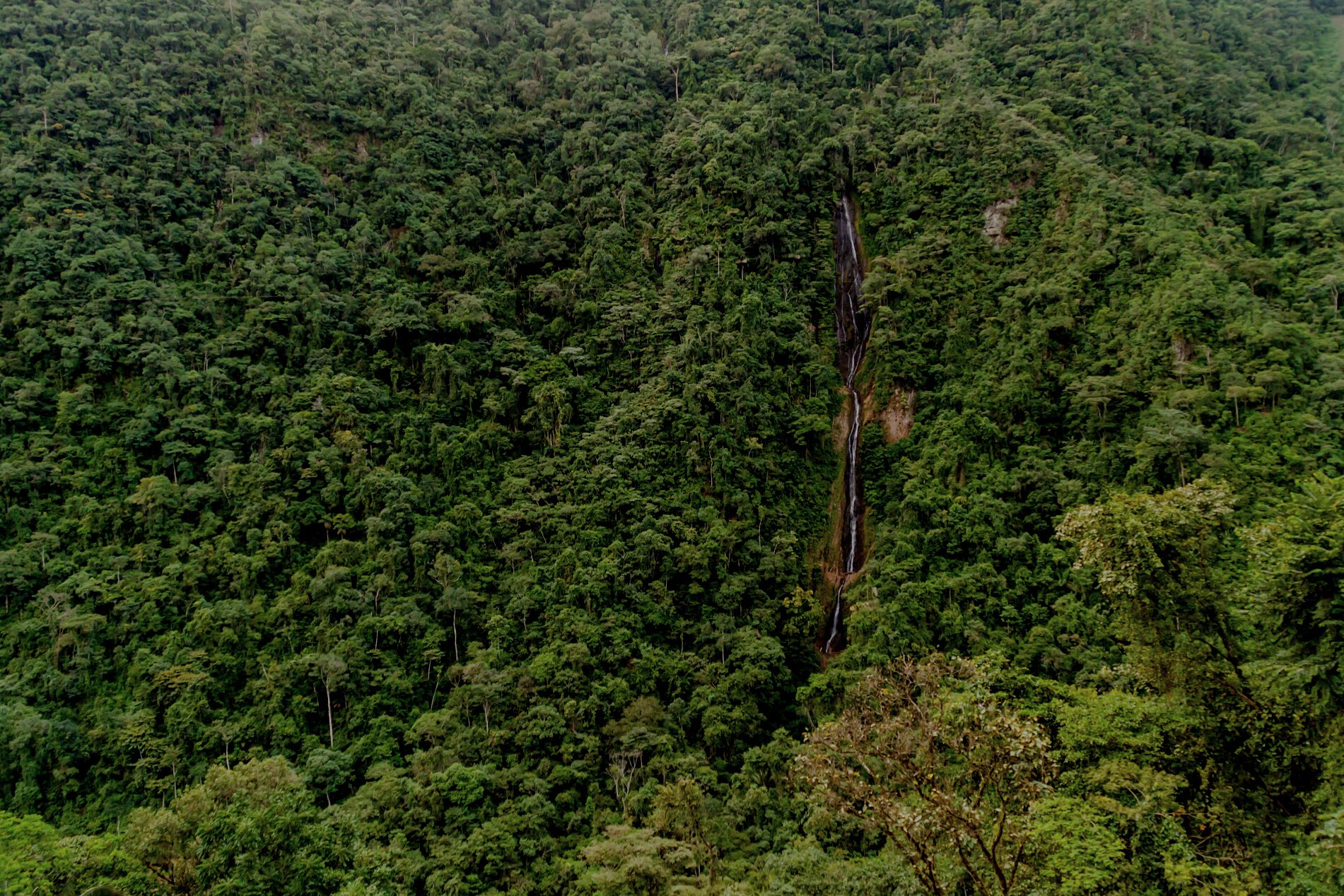 Waterfall in a valley of Coroico river in Yungas mountains, Bolivia